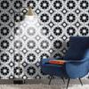 Moroccan Mosaic & Tile House CTP32-01 Beldia Handmade Cement Tiles, Pack of 12, Black, Grey, White view 3