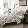 2 Piece Nautical Elegant Stripes Brown Grey Quilt Set, Beautiful Warm Neutral Tones in a Fresh Striped Pattern Lightweight Reversible Coastal Bedding Sets Twin, Classic Traditional Soft Cotton Quilt view 1