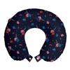 Ambesonne Navy Blue Travel Pillow Neck Rest, Various Little Lavender Carnation Flowers Design Leaves and Colorful Blots, Memory Foam Traveling Accessory for Airplane and Car, 12", Indigo Blue view 1