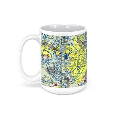 Charlotte Douglas International Airport (CLT), Josh Birmingham Parkway, Charlotte, NC, USA FAA Sectional Aeronautical Charts Chart Mug, 15oz