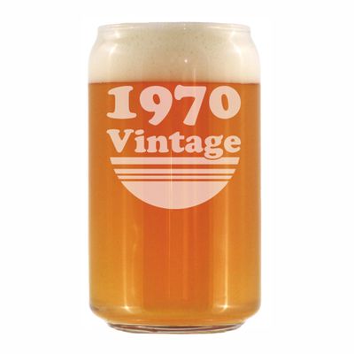 Bevvee Vintage 1970 Beer Can Pint Glass - 56th Birthday Gifts for Men or Women Turning 56 - Fun Bday Party Decor - 16 oz