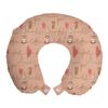 Ambesonne But First Coffee Travel Pillow Neck Rest, Continuing Line Drawing Croissant Cup Butterfly and Hearts, Memory Foam Traveling Accessory for Airplane and Car, 12", Pink Brown view 1