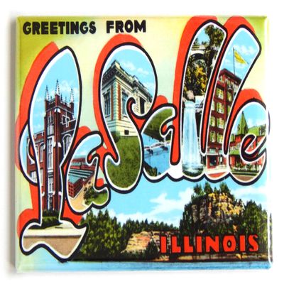 Greetings from Lasalle Illinois Fridge Magnet (1.75 x 2.75 inches)