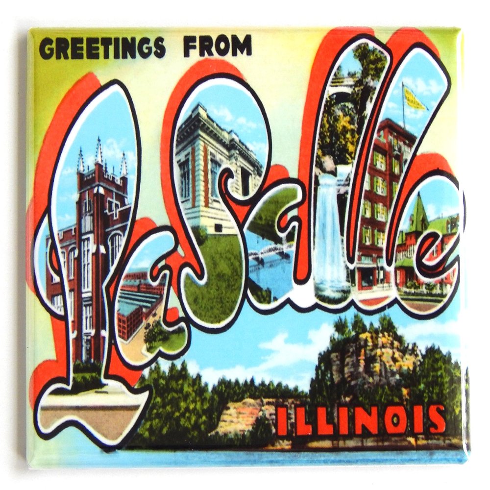 Greetings from Lasalle Illinois Fridge Magnet (1.75 x 2.75 inches)