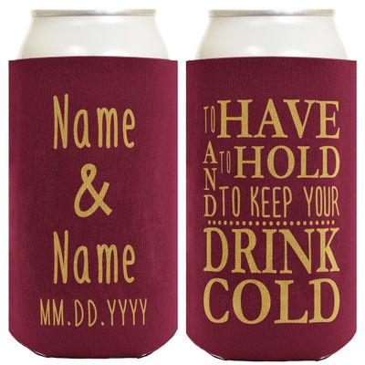 Personalized Coolie Custom Names Wedding Gifts 2-Pack Personalized Can Coolie Drink Coolers Maroon