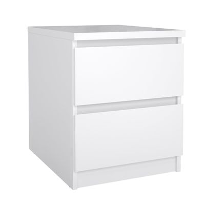 2 Drawer Nightstand, White High Gloss