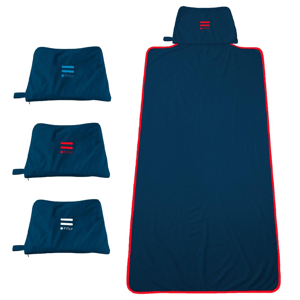 FITLY 3-in-1 Multipurpose Towel - Bath Towels and Waterproof Car Seat Protector, Absorbent Gym Towel Cover After Workout for Yoga, Swimming, Camping, Beach - Microfiber Cover & Car Accessories - Red