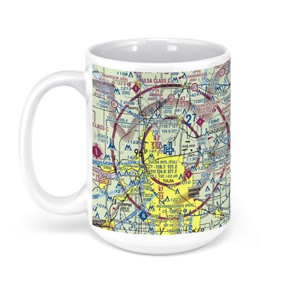 Tulsa International Airport (TUL), Airport Drive, Tulsa, OK, USA FAA Sectional Aeronautical Charts Chart Mug, 15oz