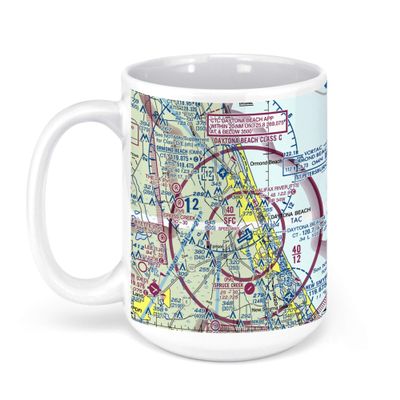 Daytona Beach International Airport, Daytona Beach, FL, USA FAA Sectional Aeronautical Charts Chart Mug, 15oz