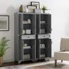 Crosley Furniture Tara 2-Piece Pantry Storage Cabinet Set with Shelves, Kitchen, Dining, or Laundry Room, Distressed Gray view 2