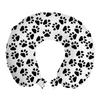 Ambesonne Paw Print Travel Pillow Neck Rest, Animal Feet Sign Pattern in Monochromatic Style Dog Cat Puppy Kitten, Memory Foam Traveling Accessory for Airplane and Car, 12", White Charcoal view 1