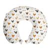 Ambesonne Rural Travel Pillow Neck Rest, Chickens and Chicks Feathers Animals Rooster Cartoon Agricultural Setting, Memory Foam Traveling Accessory for Airplane and Car, 12", Cinnamon and Apricot view 1