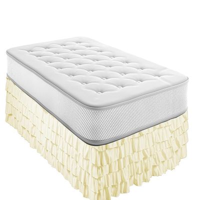 Legacy Decor Bed Skirt Tiered Waterfall Dust Ruffle 100% Brushed Microfiber with 14 Drop Full Size Beige Color