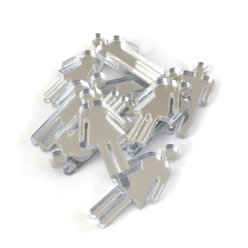 Male Female Toilet Crafting Mirrors, Set of 10, Shatterproof Acrylic
