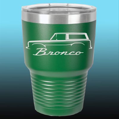 1966-77 Ford Bronco 30oz Stainless Steel Tumbler w/Clear Lid green