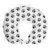 Ambesonne Paw Print Travel Pillow Neck Rest, Puppy Kitten Dog and Cat Themed Repetitive Pet Foot's Stains Concept, Memory Foam Traveling Accessory for Airplane and Car, 12", Grey White view 1