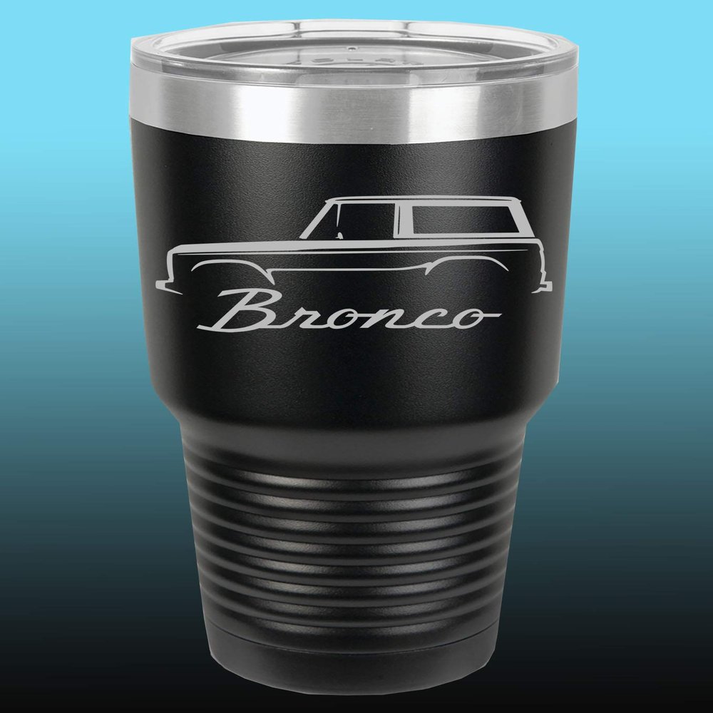 1966-77 Ford Bronco 30oz Stainless Steel Tumbler w/Clear Lid black