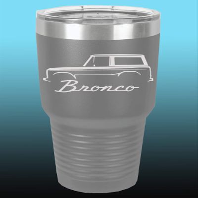 1966-77 Ford Bronco 30oz Stainless Steel Tumbler w/Clear Lid grey