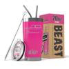 1966-77 Ford Bronco BEAST 20 oz Stainless Steel Insulated Tumbler w/Lid, 2 Straws, Brush and Gift Box hotpink view 1