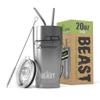 1966-77 Ford Bronco BEAST 20 oz Stainless Steel Insulated Tumbler w/Lid, 2 Straws, Brush and Gift Box stainless view 1