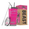 1966-77 Ford Bronco BEAST 30 oz Stainless Steel Insulated Tumbler w/Lid, 2 Straws, Brush and Gift Box hotpink view 1