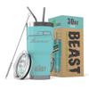 1966-77 Ford Bronco BEAST 30 oz Stainless Steel Insulated Tumbler w/Lid, 2 Straws, Brush and Gift Box aqua view 1