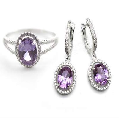 Bansrirachaalexandrite Jewelry Sets 925 Sterling Silver Earrings Ring Gemstone Jewelry for Women's Xmas Gift