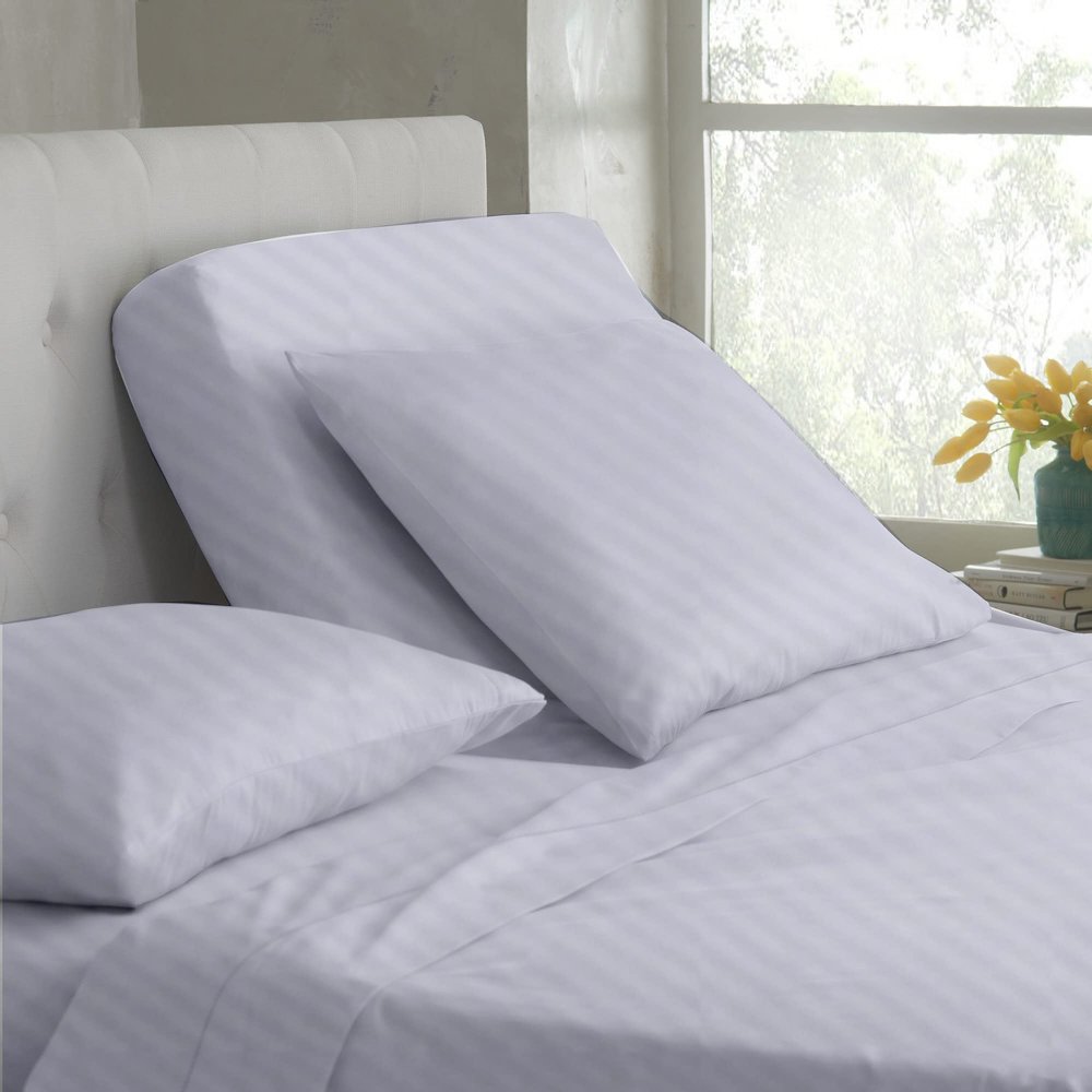 Top-Split-Queen: Adjustable Queen Bed Sheets - 4PC Bed Sheet Set - 100% Egyptain Cotton - 400 Thread Count - 15 Inch Deep Pocket, Top Split Queen , White - Split Down 34 inches from The top