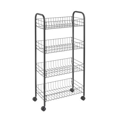 Metaltex Ascona 4-Tier Trolley with Wheels - Multipurpose Storage Cart for Home including Kitchen, Bathroom, Office, and Garage  Polytherm Lava, 41 x 23 x 84 Centimetres
