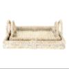 Creative Co-Op Decorative Rattan Trays with Handles & Whitewashed Finish (Set of 2 Sizes) view 1