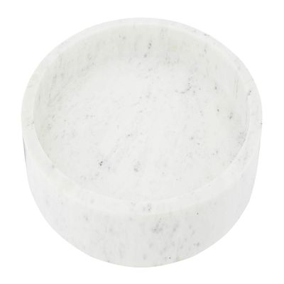 Creative Co-Op Minimalist Round Carved Marble Tray or Charcuterie Board, White, 12"
