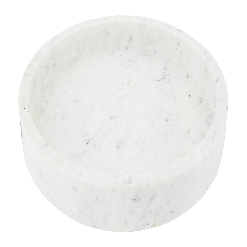 Creative Co-Op Minimalist Round Carved Marble Tray or Charcuterie Board, White, 12"