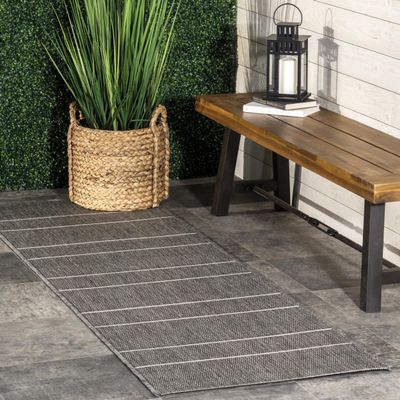 nuLOOM 2' x 8' Outdoor Performance Area Rug, OEKO-TEX Certified, Weather Resistant, High Traffic, Patio, Balcony, Outside, Alaina Grey