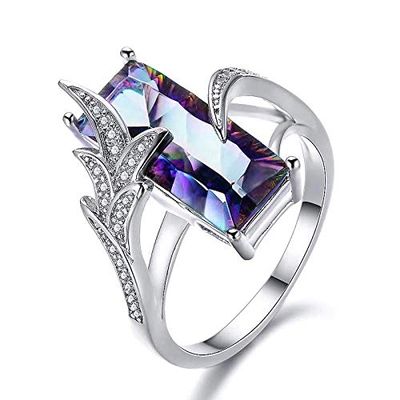 Bansriracha Rainbow Fire Mystic Topaz Gemstone Rings Pure 925 Sterling Silver Jewelry Wedding Party Gift for Women Size 6-10 (6)