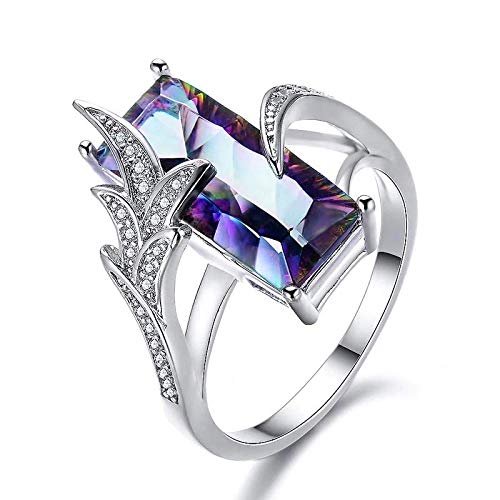 Bansriracha Rainbow Fire Mystic Topaz Gemstone Rings Pure 925 Sterling Silver Jewelry Wedding Party Gift for Women Size 6-10 (6)