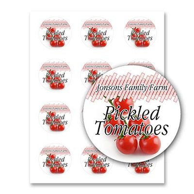 Pickled Tomatoes Round Product Personalized Farm Home Business Thank You Message Sticker Mason Jar Leed Labels (Label-02, 60 Labels on 5 Sheets)