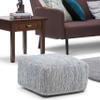 Transitional Square Pouf in Patterned Denim Melange Cotton Blue Geometric Casual Pattern Handmade view 1
