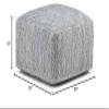 Transitional Square Pouf in Patterned Denim Melange Cotton Blue Geometric Casual Pattern Handmade view 2