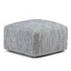Transitional Square Pouf in Patterned Denim Melange Cotton Blue Geometric Casual Pattern Handmade view 3