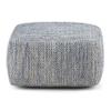 Transitional Square Pouf in Patterned Denim Melange Cotton Blue Geometric Casual Pattern Handmade view 4