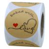 Hybsk Rustic Baked with Love Stickers with Wreath Around 2 Inch Round view 1