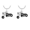 Skull Motorcycle Cremation Urn Necklace For Men Stainless Steel Memorial Jewelry Ashes Holder Keepsake Pendant (2 pcs silver tone) view 1