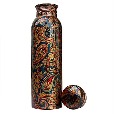 Copperdrinkware Handmade Multicolor Pure Copper Water Bottle, 910Ml