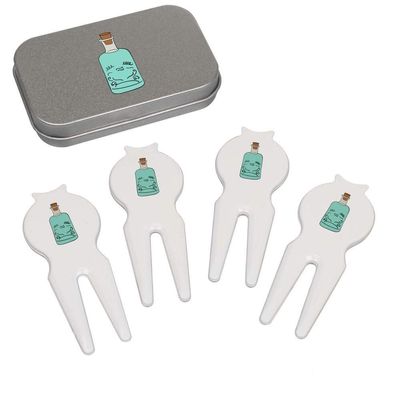 Azeeda 'Bottle of Gin' Golf Divot Tool/Repair Fork Gift Set (GO00033383)