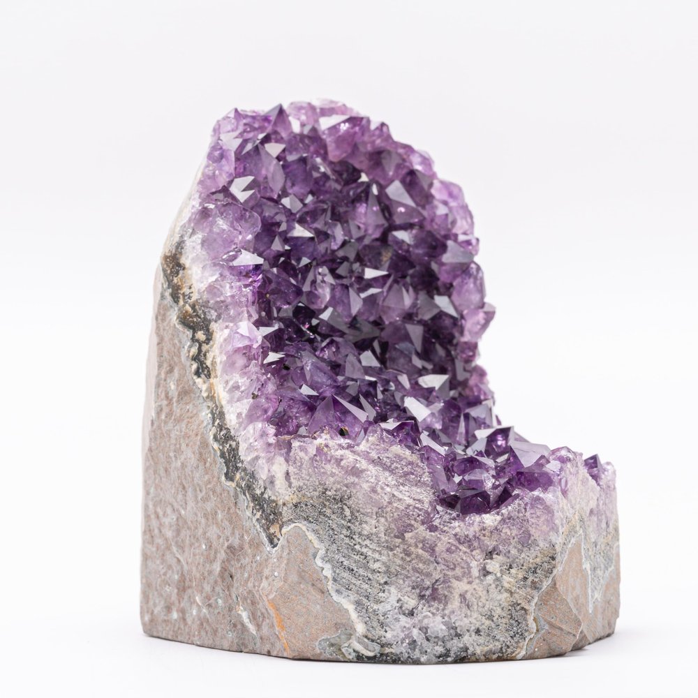 EMPORION Natural Amethyst (1 lb to 1.5 lb) - 3.5" to 6" Height - Crystal Clusters Stone from Uruguay Raw Geode Quartz - Deep Purple Color