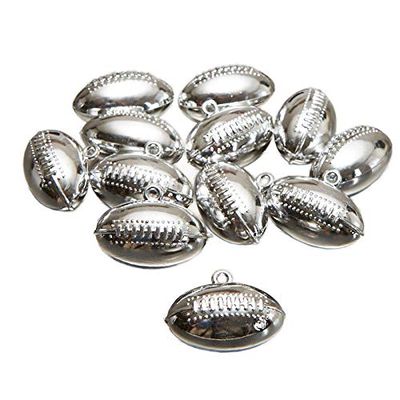 Factory Direct Craft Pack of 36 Silver Plastic Football Charms - Homecoming Football Mums, Sports Team Banquets, and Cheerleader Decorations (Size: 1" L x 1-3/4" Diam)
