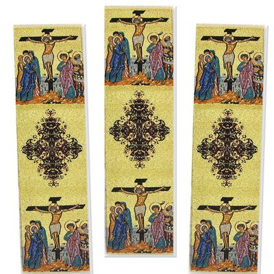 Needzo Set of 3 Crucifixion of Jesus Christ Icon Tapestry Bookmarks 9 Inch