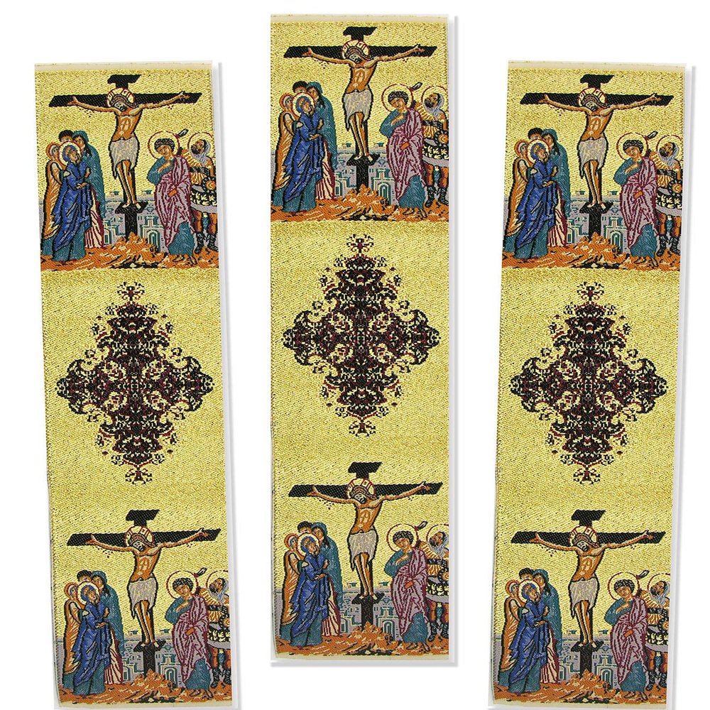 Needzo Set of 3 Crucifixion of Jesus Christ Icon Tapestry Bookmarks 9 Inch