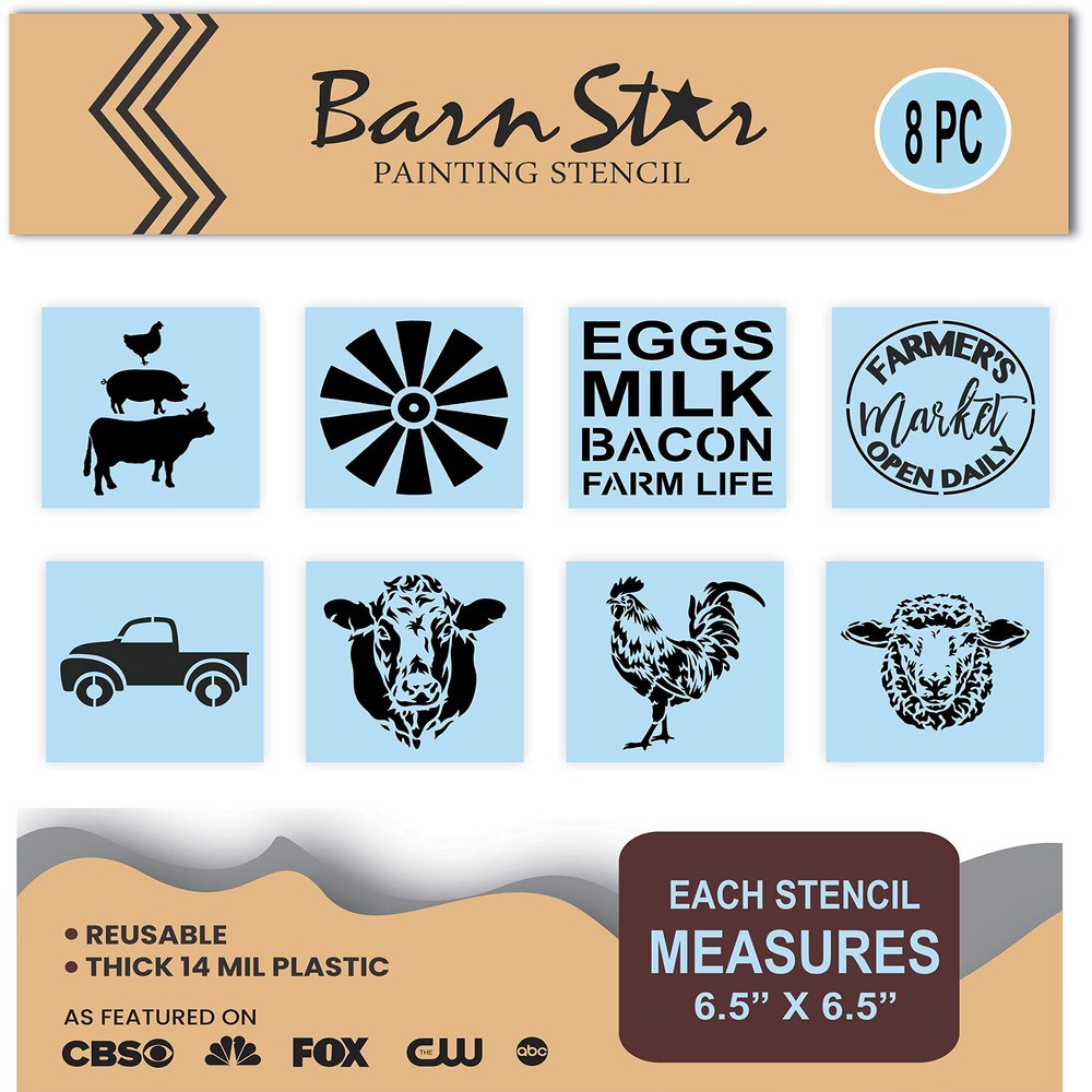 8 PC Farmhouse Stencil Bundle - Reusable - Paint Your Own Wood Sign - 14 mil