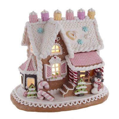 Kurt S. Adler 9-Inch Gingerbread House with LED Lights, Multi (GBJ0010)